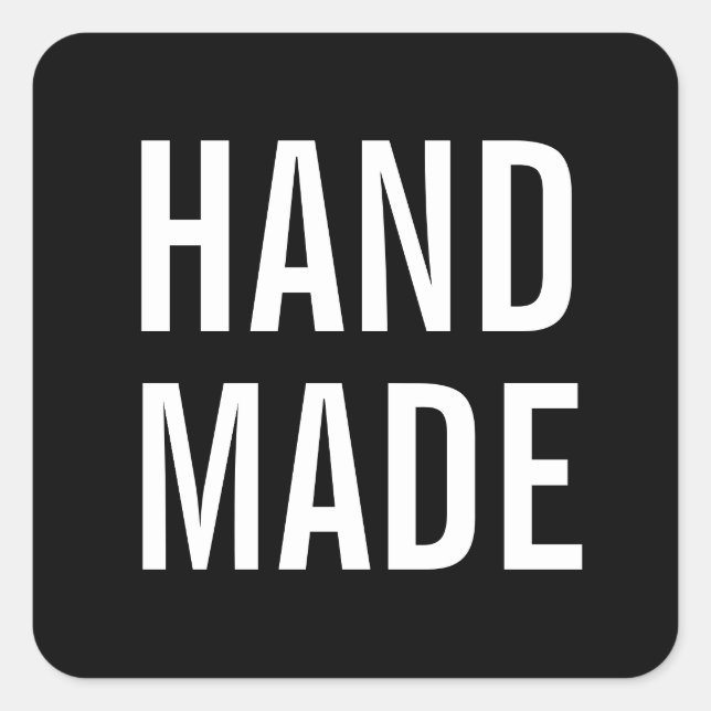 Simple minimalist modern black handmade business square sticker (Front)
