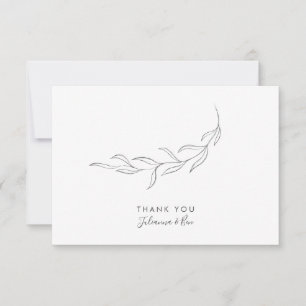 Simple Minimalist Modern Botanical Custom Wedding Thank You Card