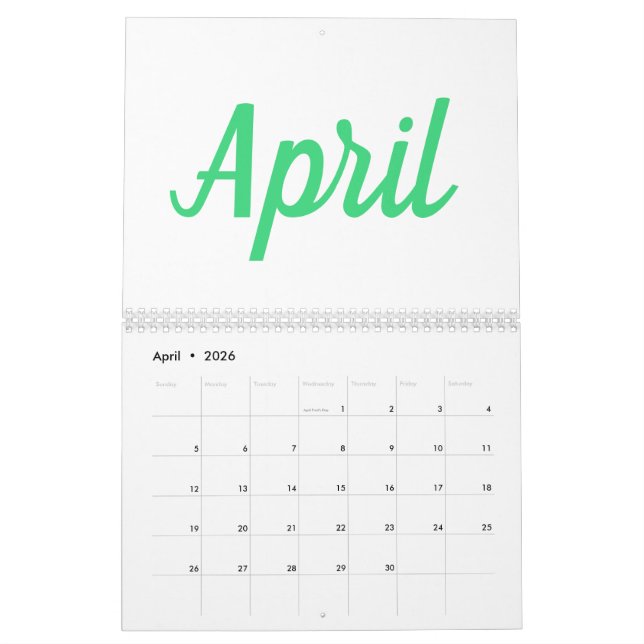 Simple Minimalist Modern Colourful Calendar 2023 (Apr 2026)
