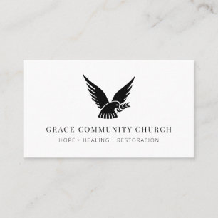 Simple Minimalist Modern Dove Black White Church Business Card