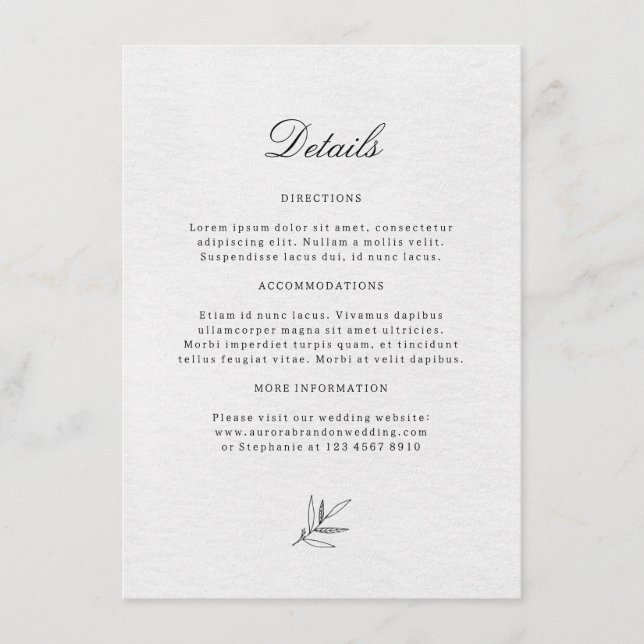 Simple Minimalist Modern Eucalyptus Olive Wedding Enclosure Card (Front)