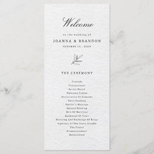 Simple Minimalist Modern Eucalyptus Olive Wedding Programme