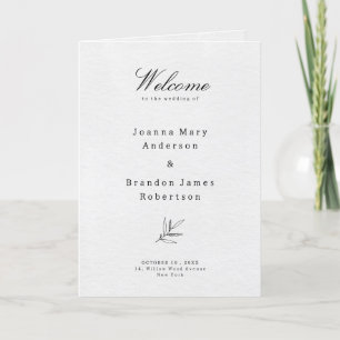 Simple Minimalist Modern Eucalyptus Olive Wedding Programme