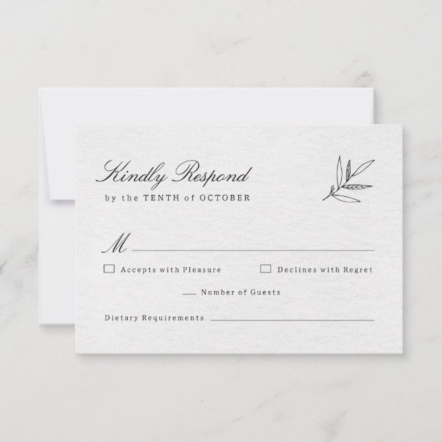 Simple Minimalist Modern Eucalyptus Olive Wedding RSVP Card (Front)