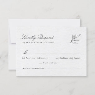 Simple Minimalist Modern Eucalyptus Olive Wedding RSVP Card