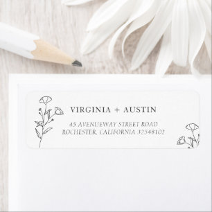 Simple Minimalist Modern Floral Wedding Address