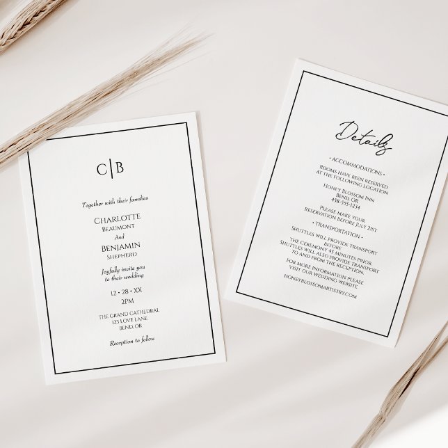 Simple Minimalist Modern Monogram Details And Invitation (Creator Uploaded)