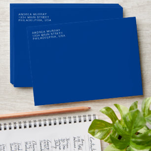 Simple Minimalist Modern Navy Blue Ivory  Envelope