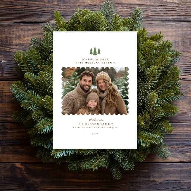 Simple Minimalist Modern Photo Christmas Card (Shown on a 5" x 7" card)