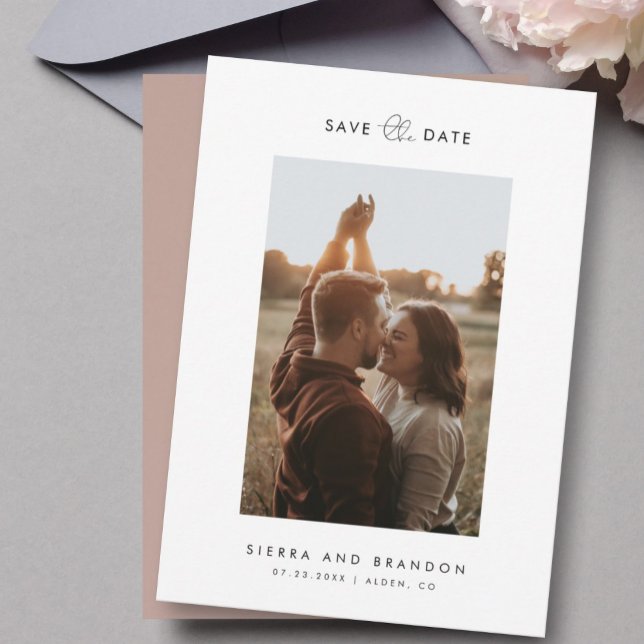 Simple Minimalist Modern Photo Script Calligraphy Save The Date (Creator Uploaded)