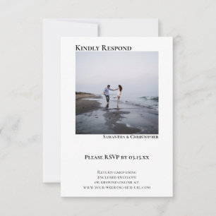 Simple Minimalist Modern Photo Wedding RSVP Card