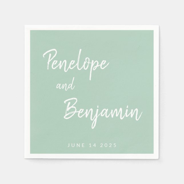 Simple Minimalist Modern Pistachio Green Wedding Napkin (Front)