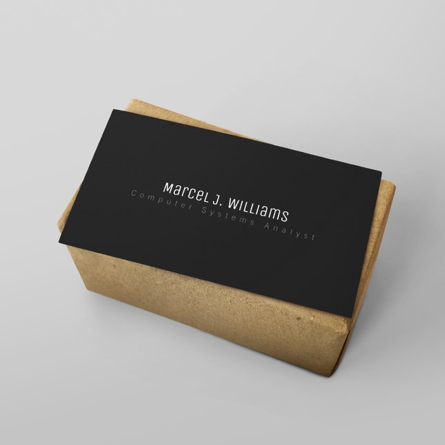 Simple minimalist modern professional plain black business card (Creator Uploaded)