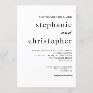 Simple Minimalist Modern Script Wedding Black Invitation