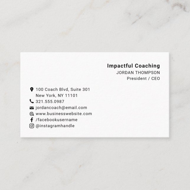 Simple Minimalist Modern Social Media Icons Business Card (Front)