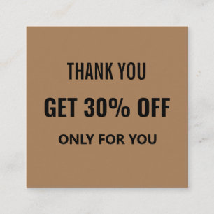 Simple Minimalist Modern Trendy Black & Brown Discount Card