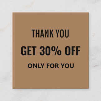 Simple Minimalist Modern Trendy Black & Brown  Discount Card