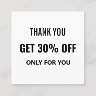 Simple Minimalist Modern Trendy Black & White  Discount Card