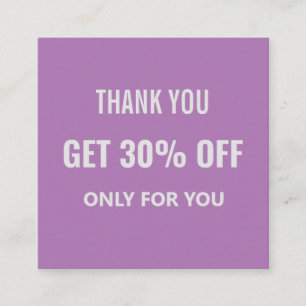 Simple Minimalist Modern Trendy Purple & White  Discount Card