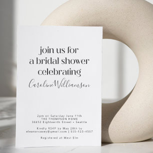 Simple Minimalist Modern Typography Bridal Shower  Invitation