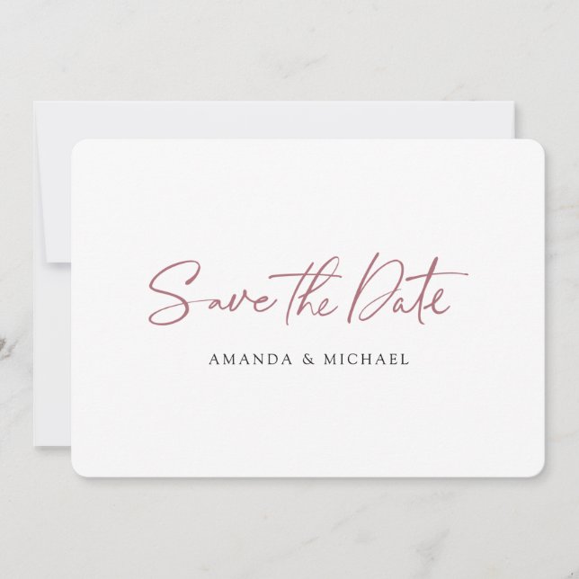 Simple Minimalist Modern Typography Wedding Save The Date (Front)