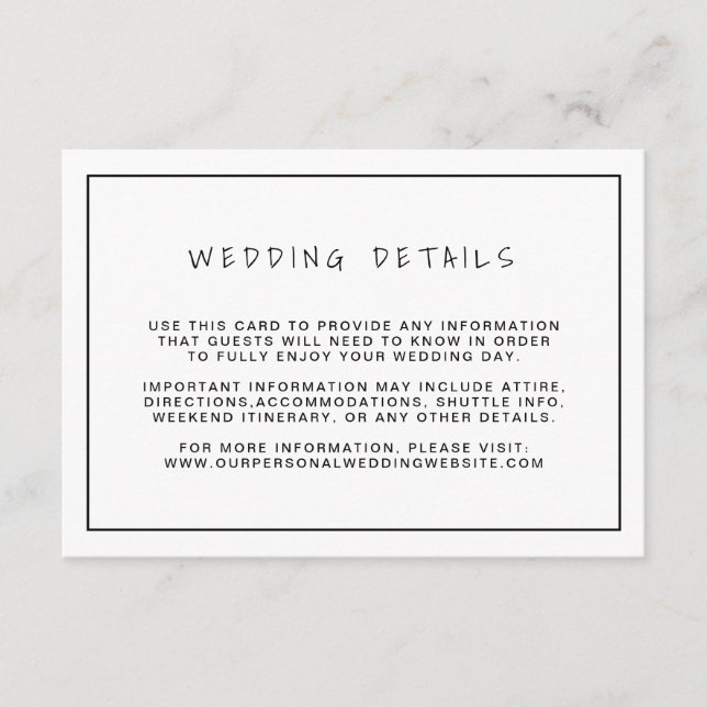 Simple Minimalist Modern Wedding Enclosure Card (Front)
