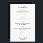 Simple Minimalist Modern Wedding Menu<br><div class="desc">Simple wedding menu with a minimal design in black and white with the header and your names in an elegant script font. The fonts and back may be changed to any colour you wish by clicking the customise button. A basic and plain design that still comes across as chic. These...</div>