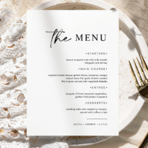 Simple Minimalist & Modern   Wedding Menu