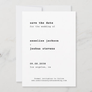 Simple minimalist modern wedding save the date