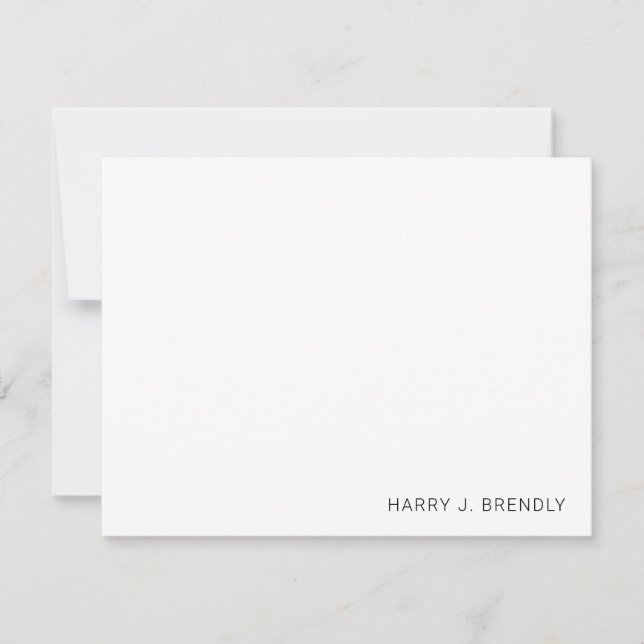 Simple Minimalist Modern White Flat Note Card (Front)