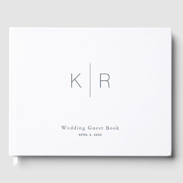 Simple Minimalist Modern White Wedding Guest Book (Front)