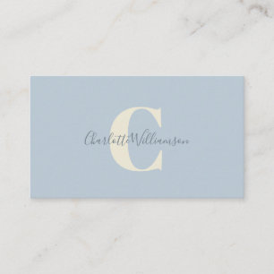 Simple Minimalist Monogram in Dusty Blue Business Card