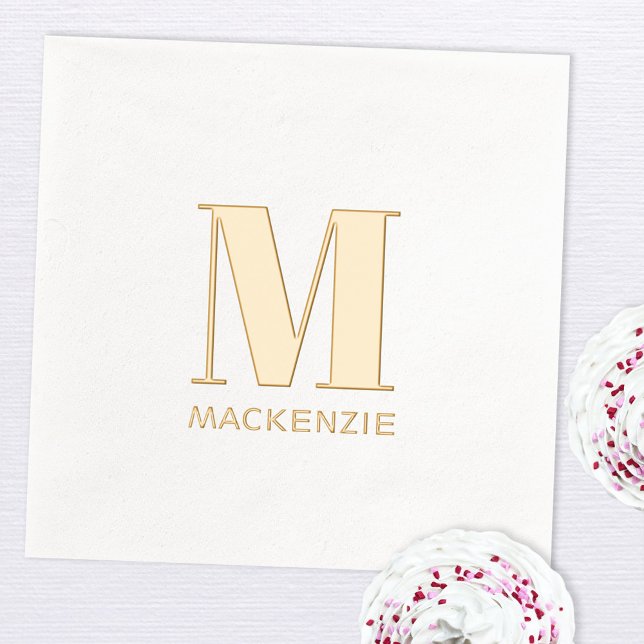 Simple Minimalist Monogram Initial Name Foil Napkins (Simple personalized monogram  initial name foil party paper napkin)