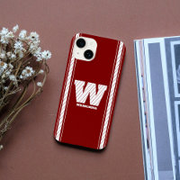 Simple Minimalist Monogram Maroon & White Striped