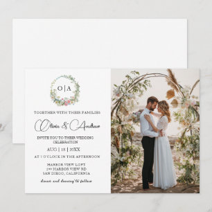Simple Minimalist Monogram Photo Wedding Invitation