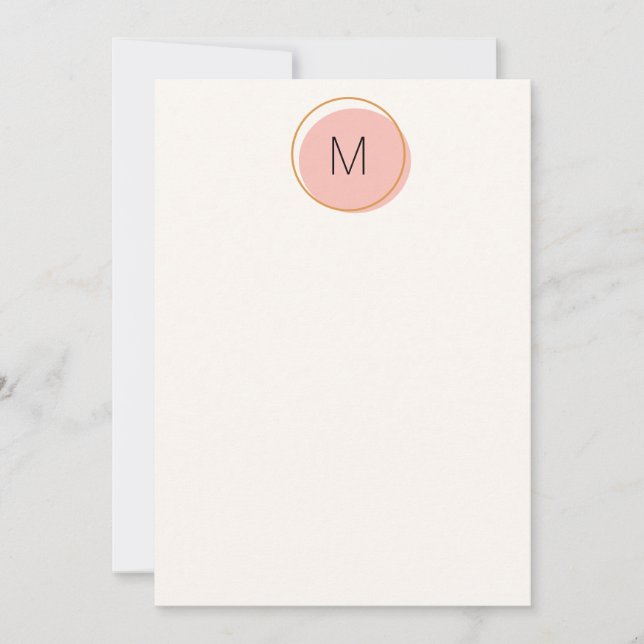 Simple Minimalist Monogram Pink and Gold Card (Front)