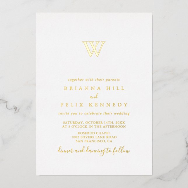 Simple Minimalist Monogram Wedding  (Front)