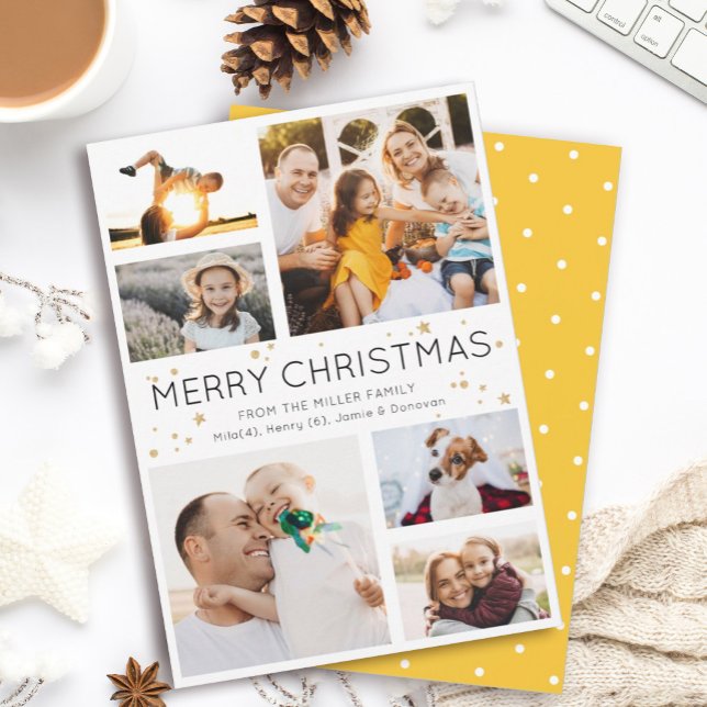 Simple Minimalist Multi Photo Collage Modern Holiday Card (Creator Uploaded)
