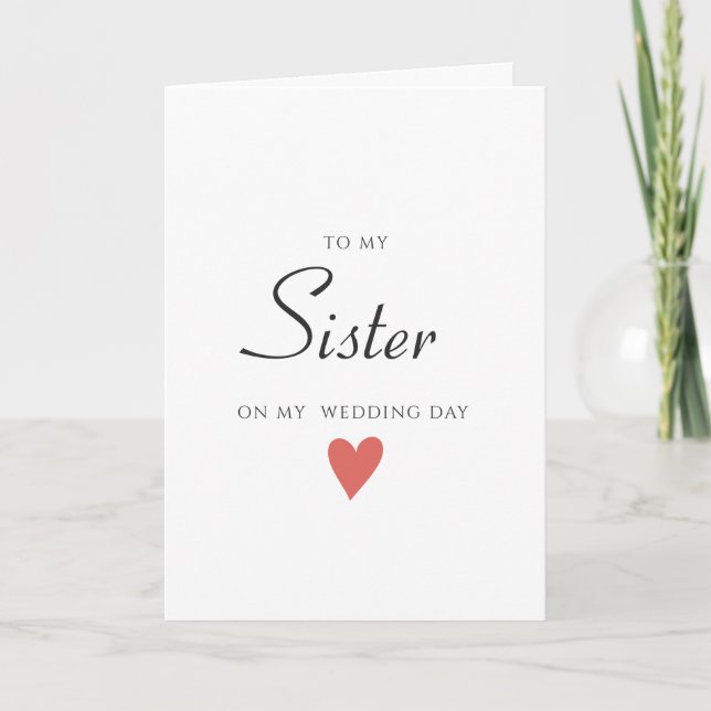 Simple Minimalist  My Sister, Wedding Card  (Front)