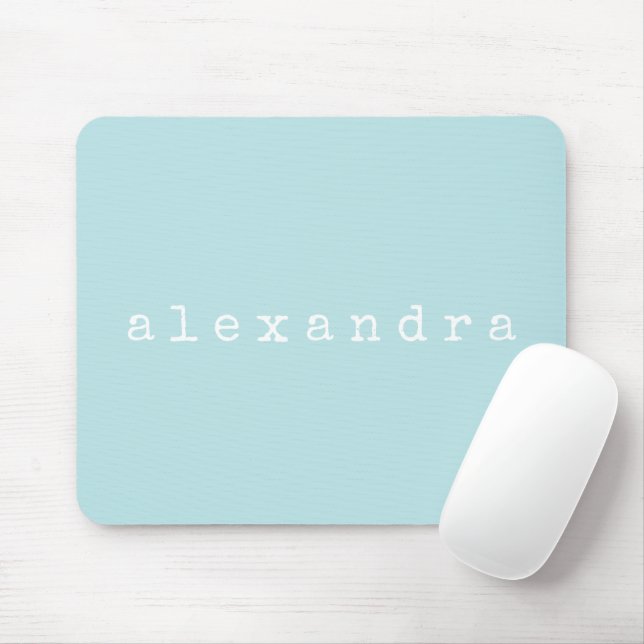 Simple Minimalist Name Design Aqua Pastel Custom Mouse Mat (With Mouse)