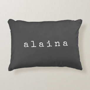 Simple Minimalist Name Design in Black Custom Decorative Cushion