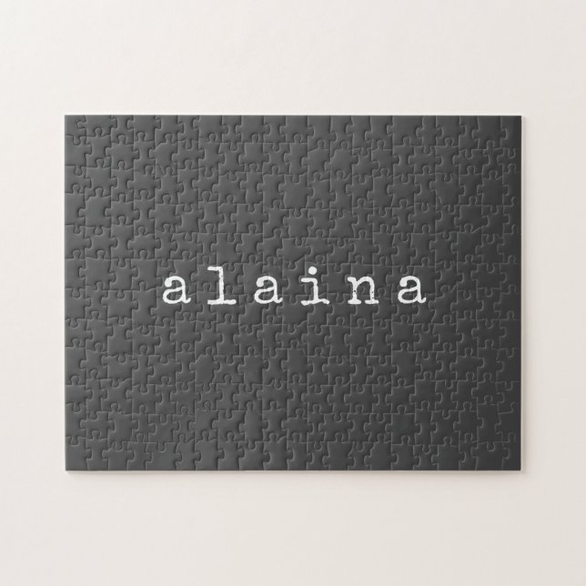 Simple Minimalist Name Design in Black Custom Jigsaw Puzzle (Horizontal)