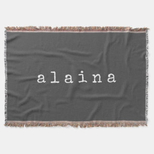 Simple Minimalist Name Design in Black Custom Throw Blanket