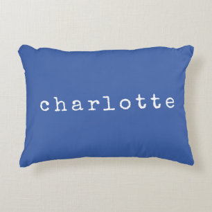Simple Minimalist Name Design in Blue Custom Decorative Cushion