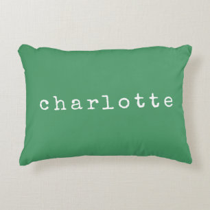 Simple Minimalist Name Design in Green Custom Decorative Cushion