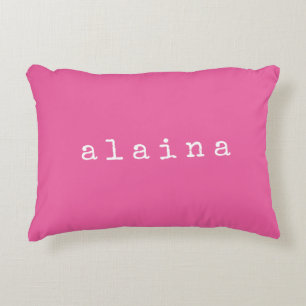 Simple Minimalist Name Design in Hot Pink Custom Decorative Cushion