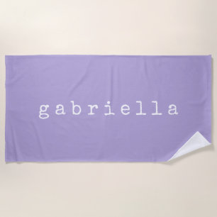 Simple Minimalist Name Design in Lavender Custom Beach Towel