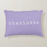 Simple Minimalist Name Design in Lavender Custom Decorative Cushion<br><div class="desc">This cute simple custom throw pillow features a modern minimalist design of your name in a retro typewriter font on a lavender purple background. Great gift idea!</div>