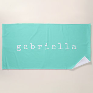 Simple Minimalist Name Design in Mint Custom Beach Towel