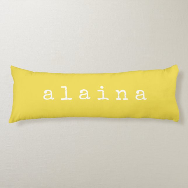 Simple Minimalist Name Design in Yellow Body Cushion (Front)